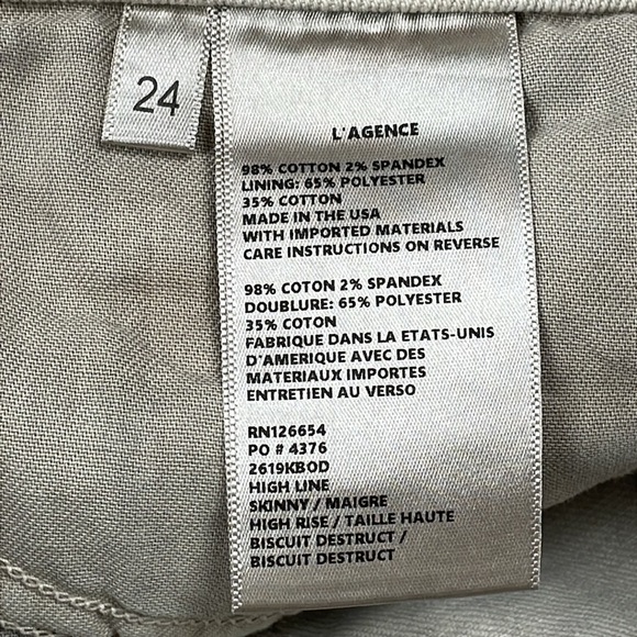 New L’Agence High Line Skinny Jeans High Rise Biscuit Destruct Sz 24 - Picture 13 of 13